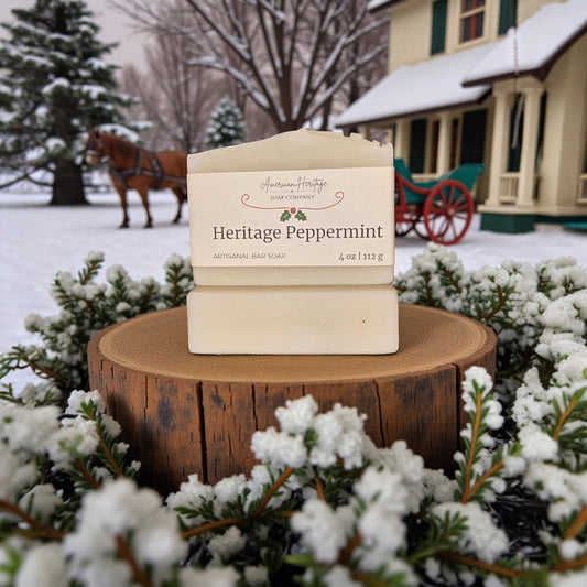 Heritage Peppermint Artisan Bar Soap - Single 4 oz Bar