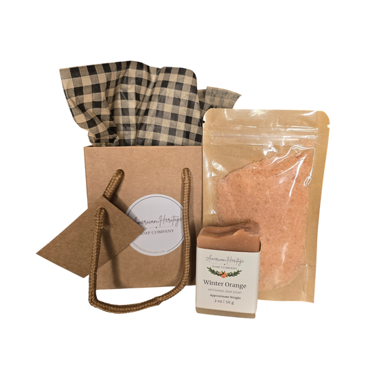 Winter Orange Mini Gift Set – 2 oz Bath Salt + 2 oz Mini Soap (Gifting Kit Included)
